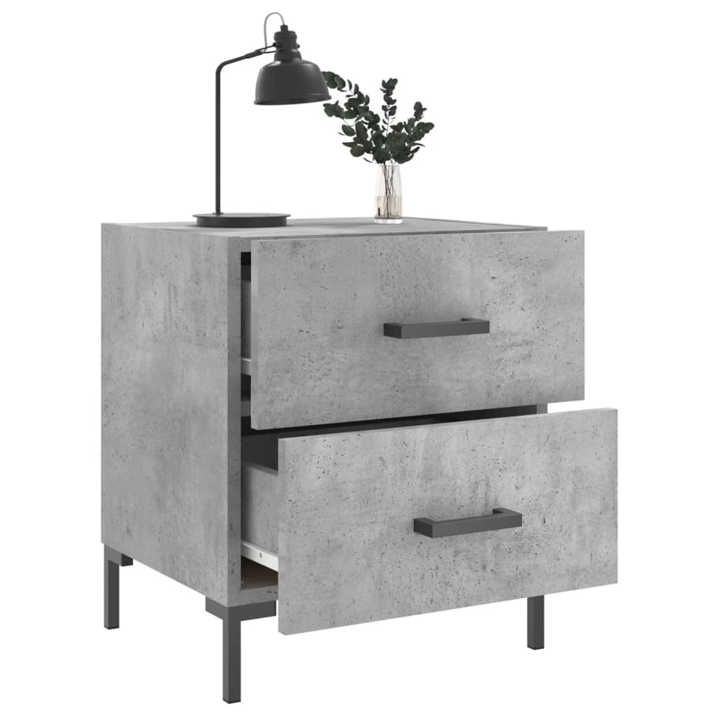 Comodini 2 pz Grigio Cemento 40x35x47,5 cm in Legno Multistrato