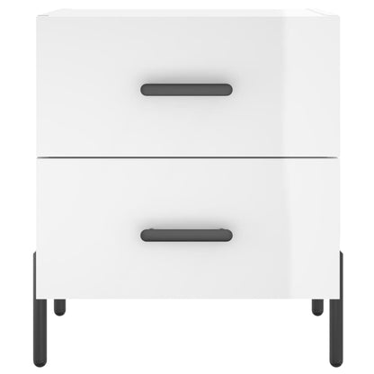 Comodini 2 pz Bianco Lucido 40x35x47,5 cm in Legno Multistrato