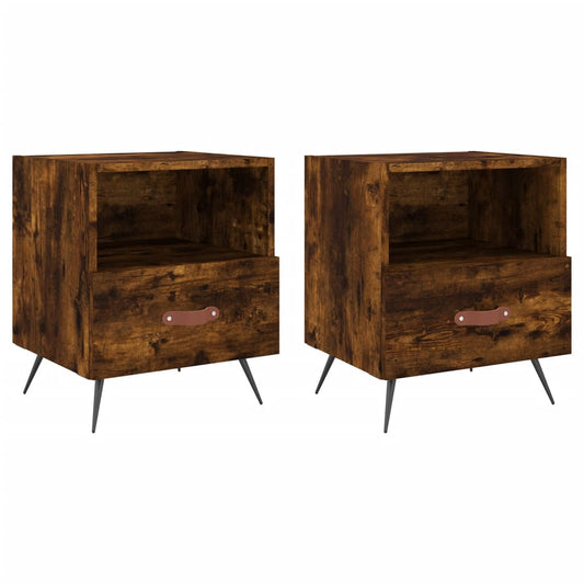 Comodini 2 pz Rovere Fumo 40x35x47,5 cm in Legno Multistrato