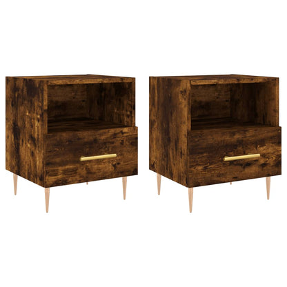 Comodini 2 pz Rovere Fumo 40x35x47,5 cm in Legno Multistrato