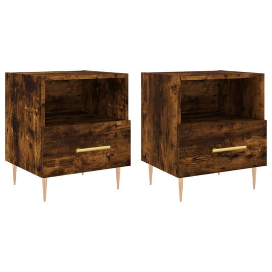 Comodini 2 pz Rovere Fumo 40x35x47,5 cm in Legno Multistrato