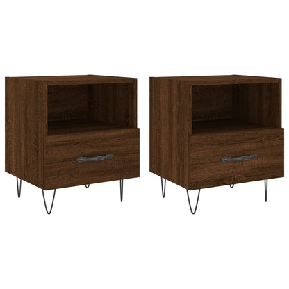 Comodini 2 pz Rovere Marrone 40x35x47,5 cm in Legno Multistrato