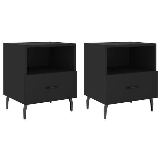 Comodini 2 pz Neri 40x35x47,5 cm in Legno Multistrato