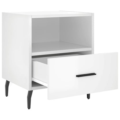 Comodini 2 pz Bianco Lucido 40x35x47,5 cm in Legno Multistrato