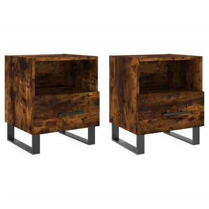 Comodini 2 pz Rovere Fumo 40x35x47,5 cm in Legno Multistrato