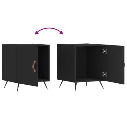 Comodini 2 pz Neri 40x40x50 cm in Legno Multistrato