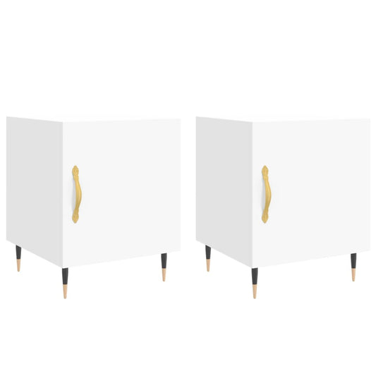 Comodini 2 pz Bianchi 40x40x50 cm in Legno Multistrato