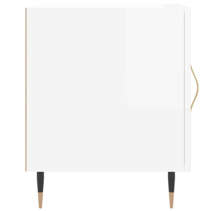 Comodini 2 pz Bianco Lucido 40x40x50 cm in Legno Multistrato