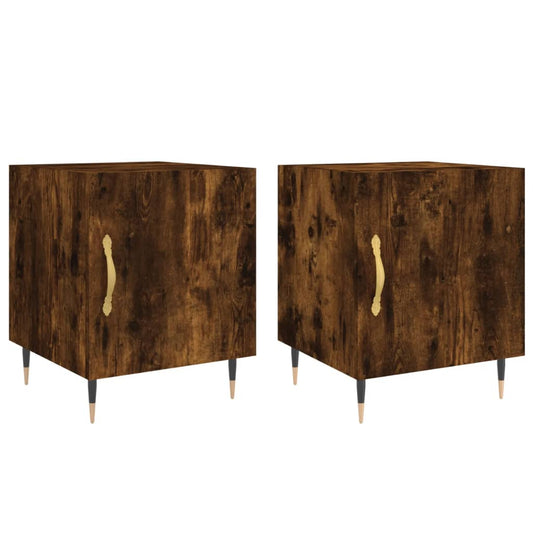 Comodini 2 pz Rovere Fumo 40x40x50 cm in Legno Multistrato