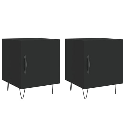 Comodini 2 pz Neri 40x40x50 cm in Legno Multistrato