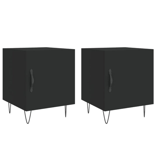 Comodini 2 pz Neri 40x40x50 cm in Legno Multistrato