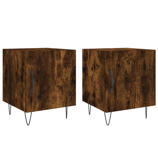 Comodini 2 pz Rovere Fumo 40x40x50 cm in Legno Multistrato