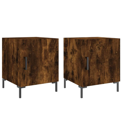 Comodini 2 pz Rovere Fumo 40x40x50 cm in Legno Multistrato