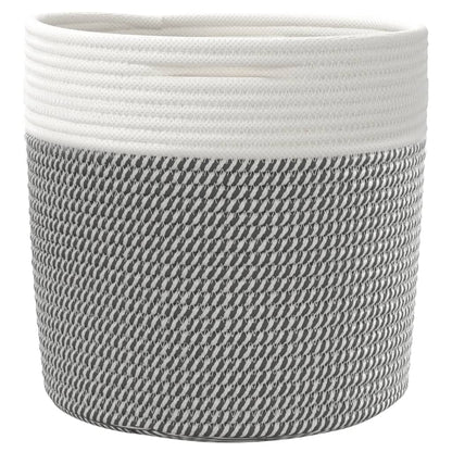 Cestini Portaoggetti 2pz Grigio e Bianco Ø28x28 cm in Cotone