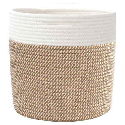 Cestini Portaoggetti 2pz Marrone e Bianco Ø28x28 cm in Cotone
