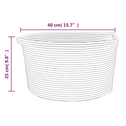Cestino Portaoggetti Grigio e Bianco Ø40x25 cm in Cotone