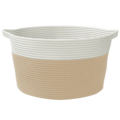 Cestino Portaoggetti Beige e Bianco Ø40x25 cm in Cotone