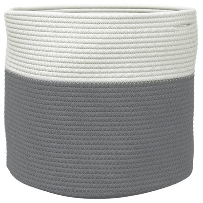 Cestino Portaoggetti Grigio e Bianco Ø40x35 cm in Cotone