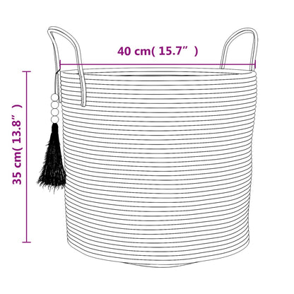 Cestino Portaoggetti Marrone e Bianco Ø40x35 cm in Cotone