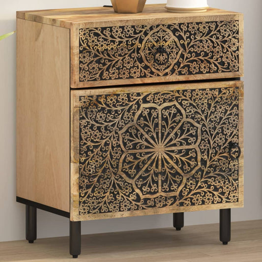 Comodino 50x33x60 cm in Legno Massello di Mango