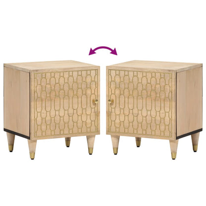 Comodini 2pz 40x33x46 cm in Legno Massello di Mango