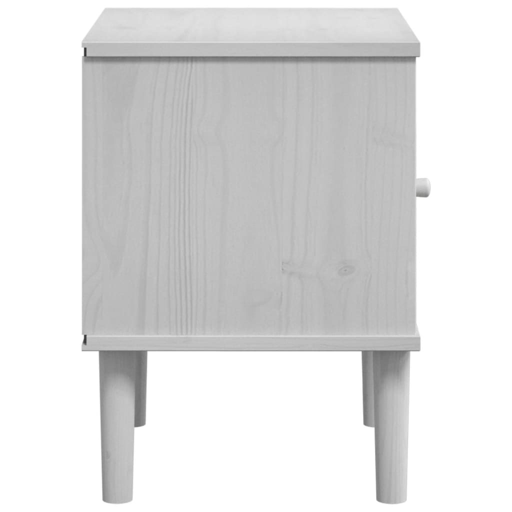 Comodino SENJA Bianco Aspetto Rattan 40x35x48 cm in Legno Pino