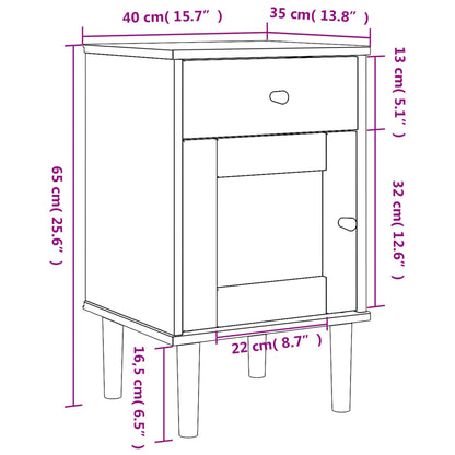 Comodino SENJA Aspetto Rattan Bianco 40x35x65 cm in Legno Pino