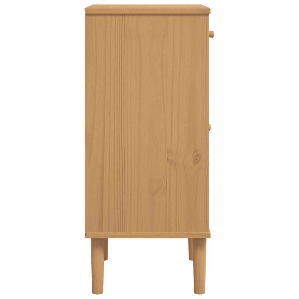 Comodino SENJA Aspetto Rattan Marrone 40x35x80 cm in Legno Pino