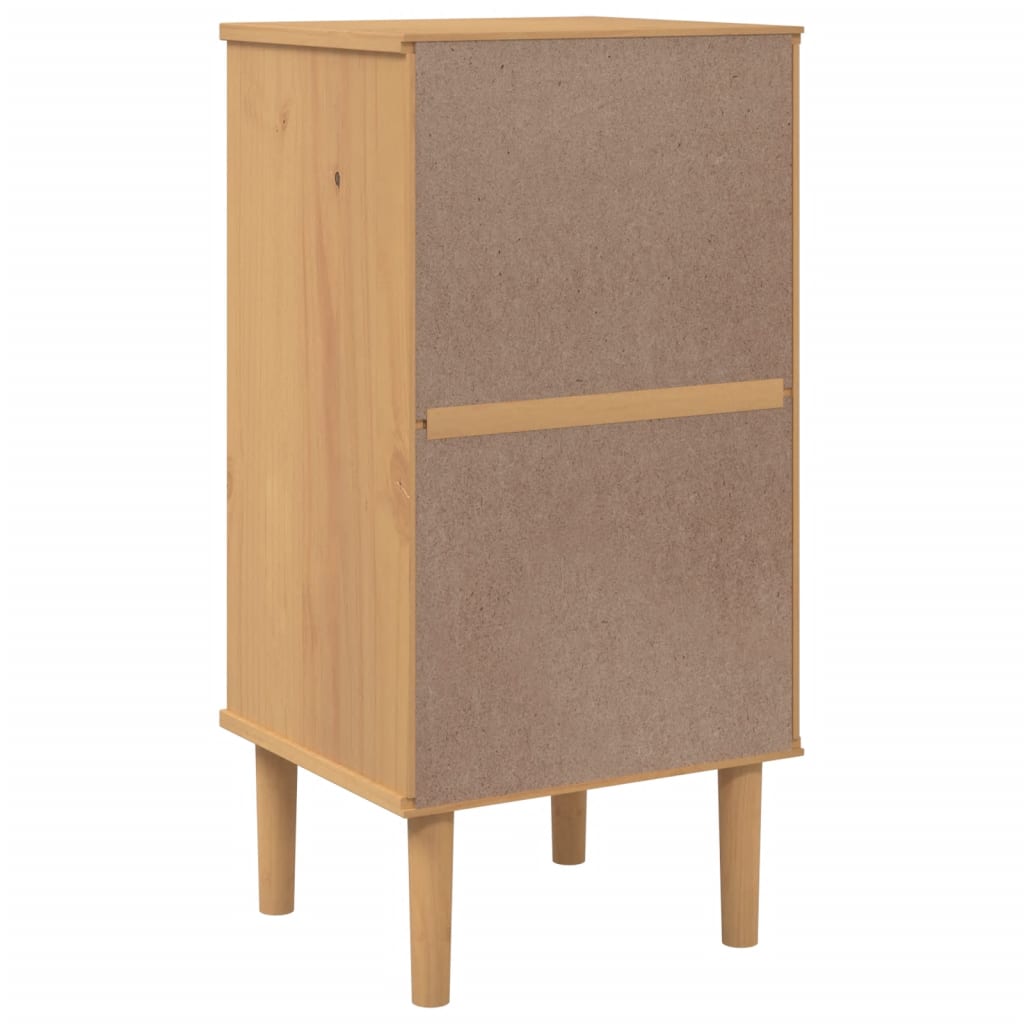Comodino SENJA Aspetto Rattan Marrone 40x35x80 cm in Legno Pino