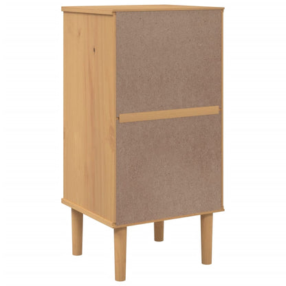 Comodino SENJA Aspetto Rattan Marrone 40x35x80 cm in Legno Pino