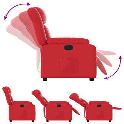 Poltrona Reclinabile Elettrica Rossa in Similpelle