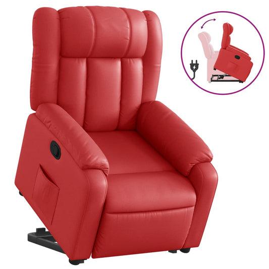 Poltrona Alzapersona Reclinabile Rosso in Similpelle