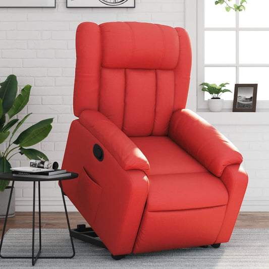 Poltrona Alzapersona Reclinabile Rosso in Similpelle