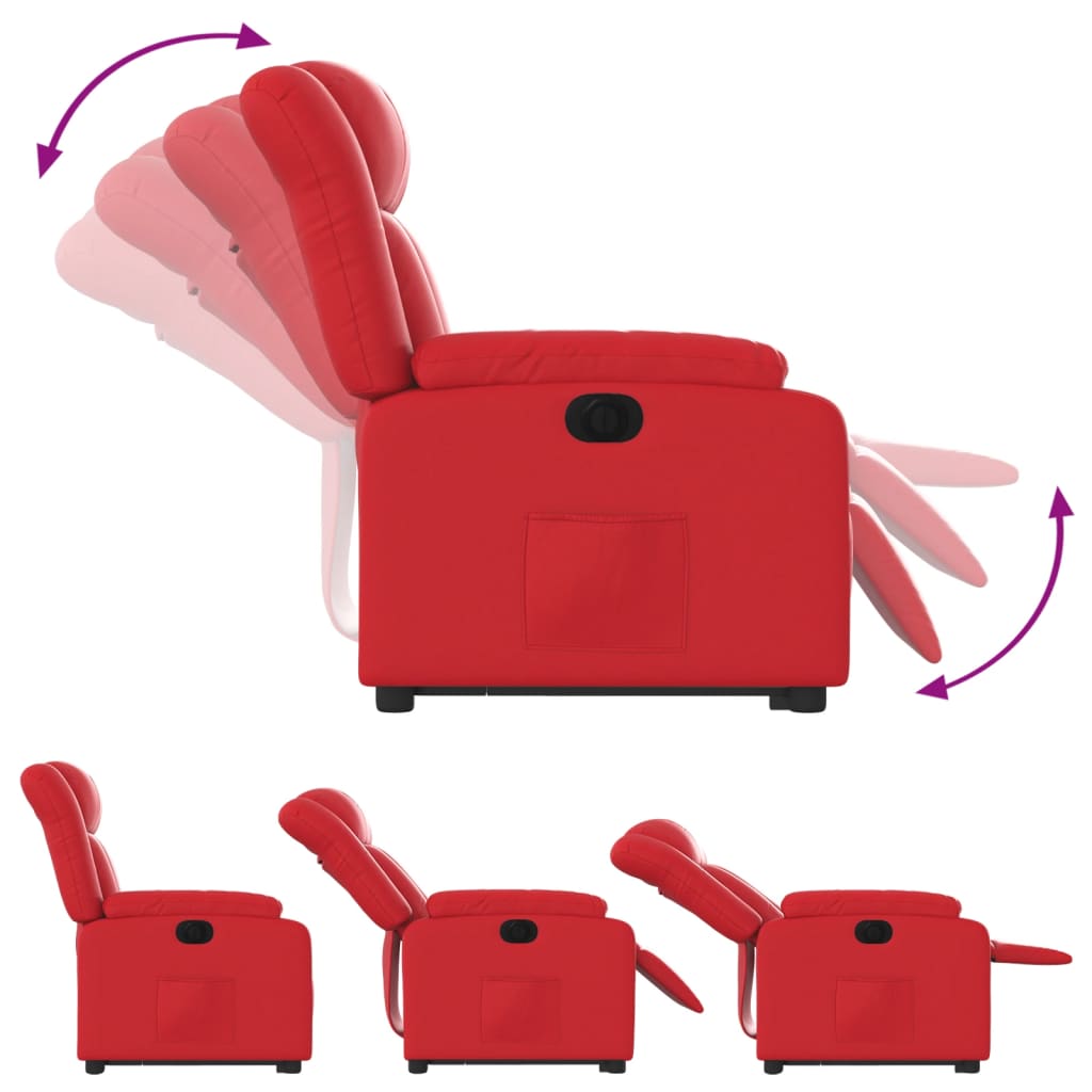 Poltrona Alzapersona Reclinabile Elettrica Rossa in Similpelle