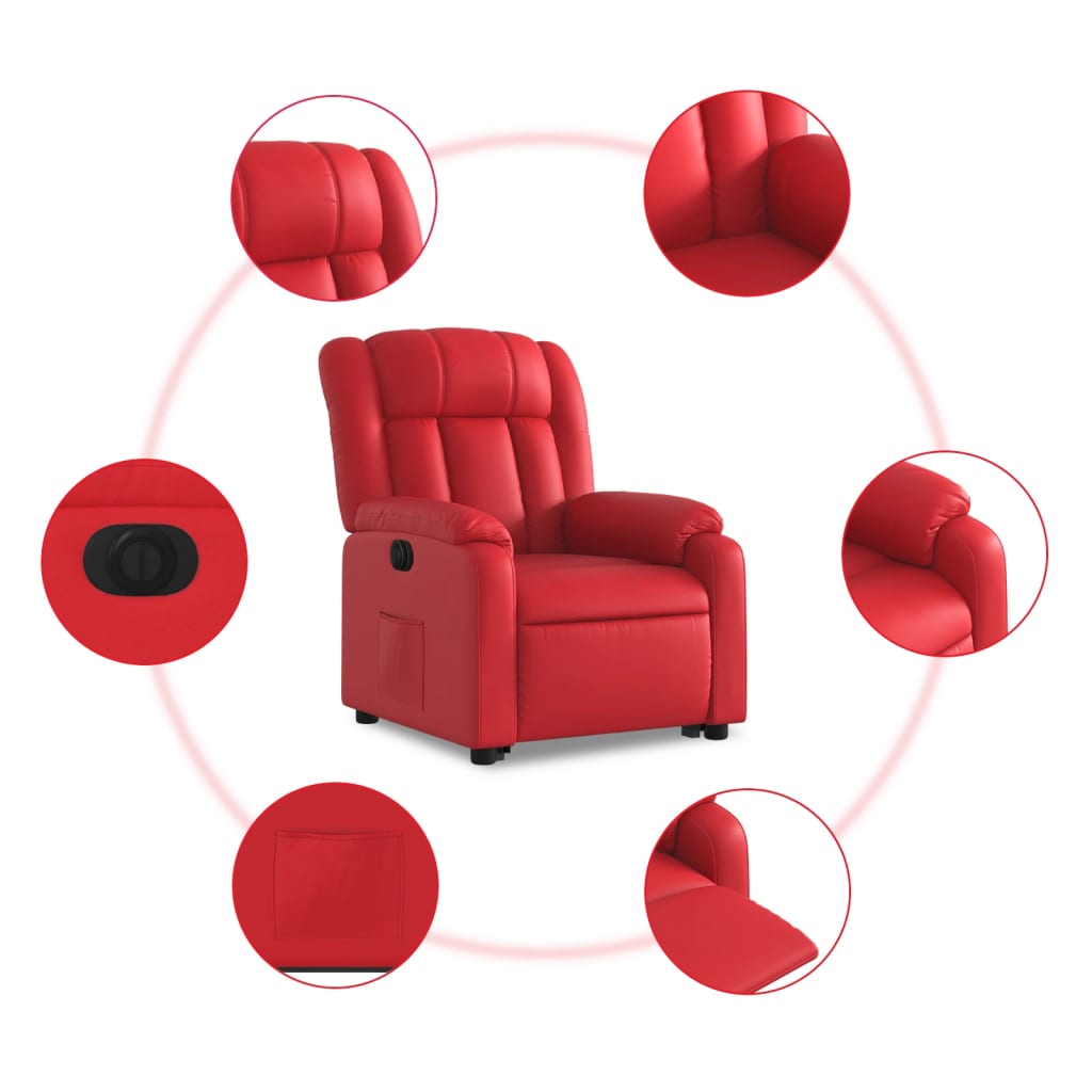Poltrona Alzapersona Reclinabile Elettrica Rossa in Similpelle