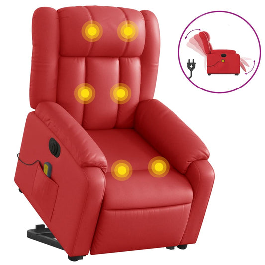 Poltrona Alzapersona Reclinabile Elettrica Rossa in Similpelle