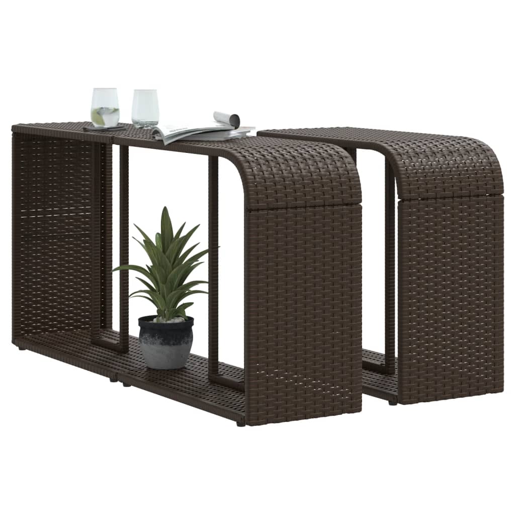 Scaffali Portaoggetti 2 pz Marrone in Polyrattan