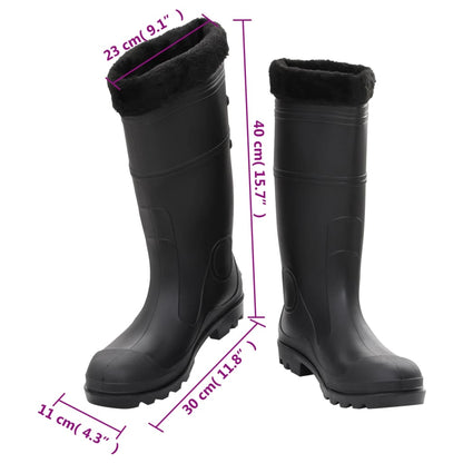 Stivali da Pioggia con Calzini Rimovibili Neri Misura 44 cm PVC