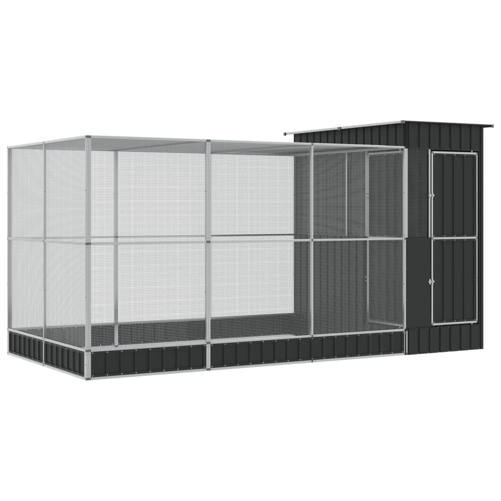 Voliera con Estensione Argento 416x203x216 cm in Acciaio