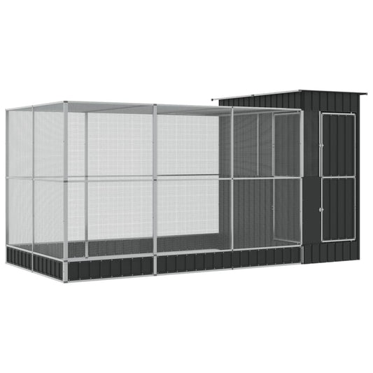 Voliera con Estensione Argento 416x203x216 cm in Acciaio