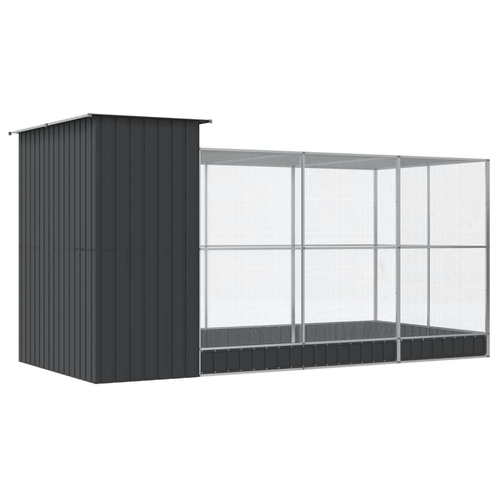 Voliera con Estensione Argento 416x203x216 cm in Acciaio