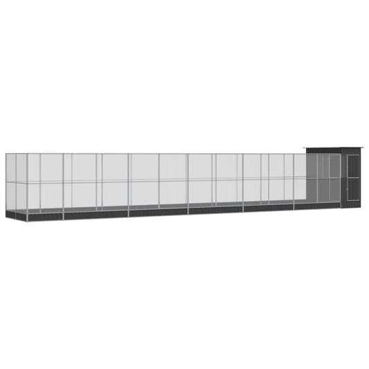 Voliera con Estensione Argento 1244x203x216 cm in Acciaio