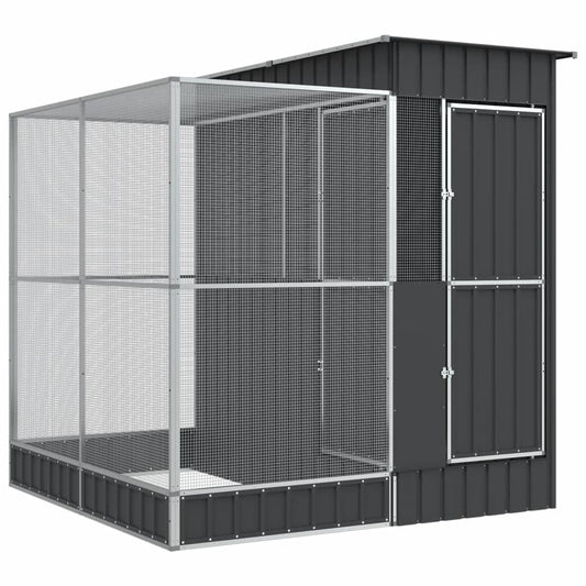 Voliera con Estensione Argento 209x203x216 cm in Acciaio
