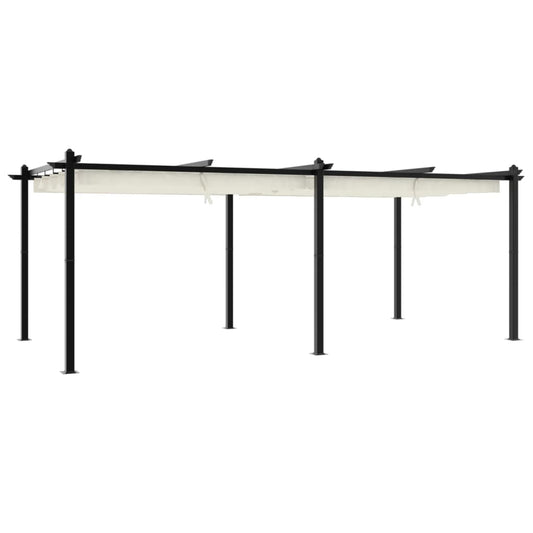 Gazebo da Giardino con Tetto Retrattile Crema 3x6m in Alluminio