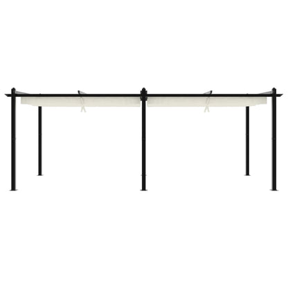 Gazebo da Giardino con Tetto Retrattile Crema 3x6m in Alluminio