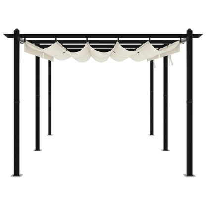 Gazebo da Giardino con Tetto Retrattile Crema 3x6m in Alluminio