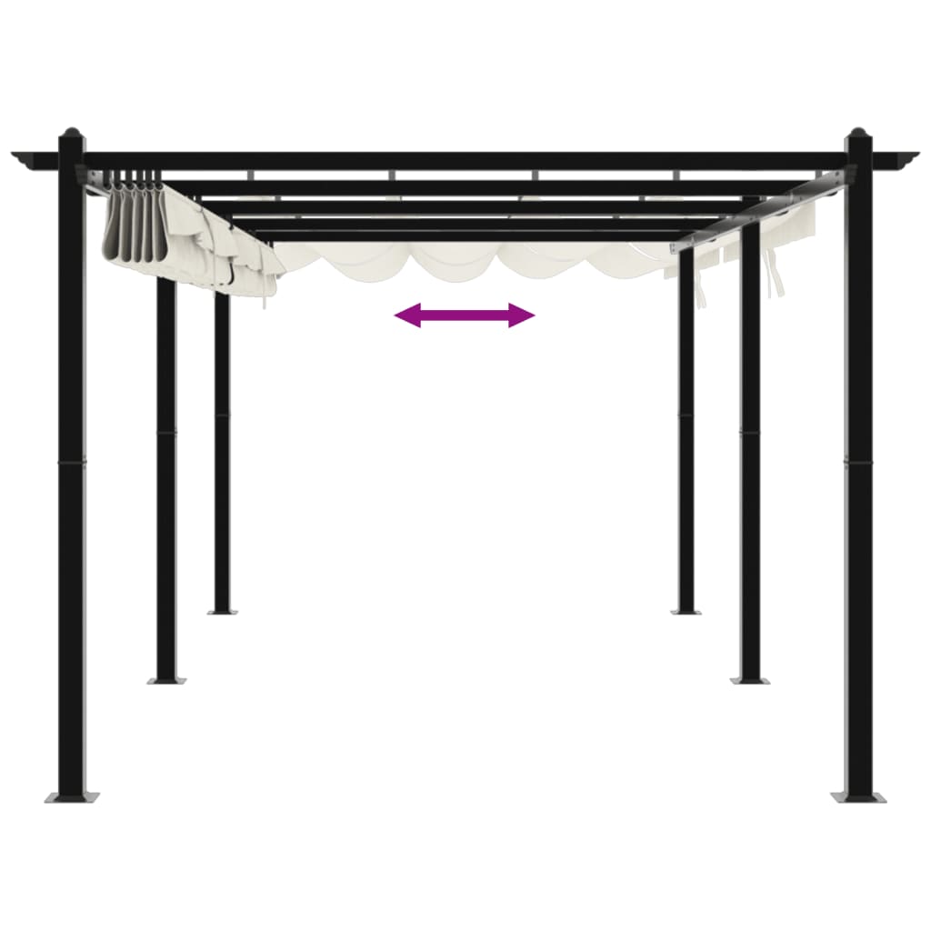 Gazebo da Giardino con Tetto Retrattile Crema 3x6m in Alluminio