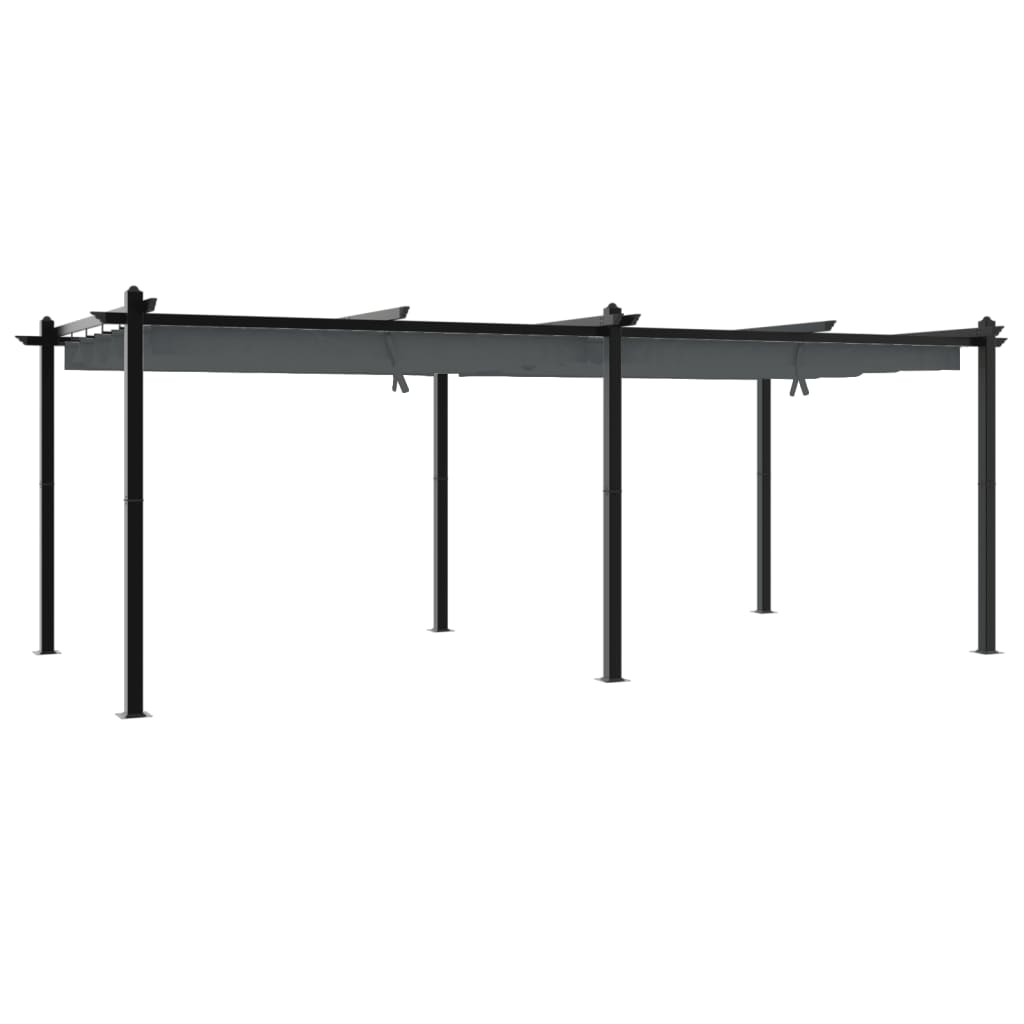 Gazebo Giardino con Tetto Retrattile Antracite 3x6 m Alluminio
