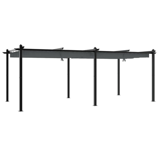 Gazebo Giardino con Tetto Retrattile Antracite 3x6 m Alluminio