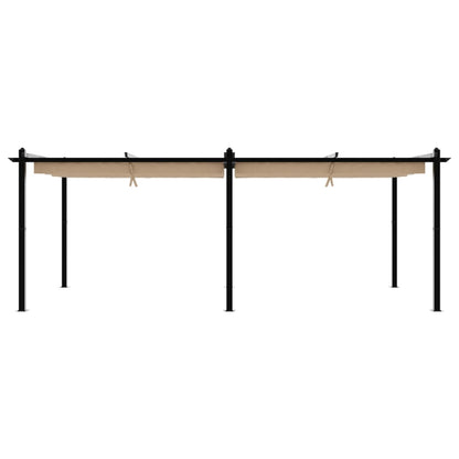 Gazebo da Giardino con Tetto Retrattile Tortora 3x6 m Alluminio